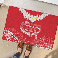 Heart Health Awareness Rubber Doormat Polynesian Red Ribbon