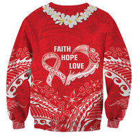 Heart Health Awareness Sweatshirt Polynesian Red Ribbon