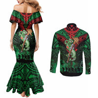 New Zealand ANZAC Day Couples Matching Mermaid Dress and Long Sleeve Button Shirt Aotearoa Hei Tiki