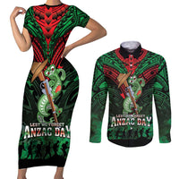 New Zealand ANZAC Day Couples Matching Short Sleeve Bodycon Dress and Long Sleeve Button Shirt Aotearoa Hei Tiki