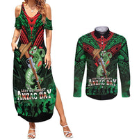 New Zealand ANZAC Day Couples Matching Summer Maxi Dress and Long Sleeve Button Shirt Aotearoa Hei Tiki
