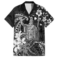 Hawaii King Kamehameha Day Hawaiian Shirt Polynesian Pattern Mix Hibiscus Black