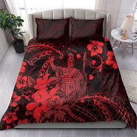 Hawaii King Kamehameha Day Bedding Set Polynesian Pattern Mix Hibiscus Red