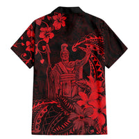 Hawaii King Kamehameha Day Family Matching Mermaid Dress and Hawaiian Shirt Polynesian Pattern Mix Hibiscus Red