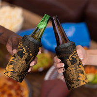 Hawaii King Kamehameha Day 4 in 1 Can Cooler Tumbler Polynesian Pattern Mix Hibiscus Gold