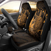 Hawaii King Kamehameha Day Car Seat Cover Polynesian Pattern Mix Hibiscus Gold