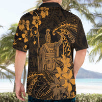 Hawaii King Kamehameha Day Hawaiian Shirt Polynesian Pattern Mix Hibiscus Gold
