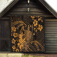 Hawaii King Kamehameha Day Quilt Polynesian Pattern Mix Hibiscus Gold