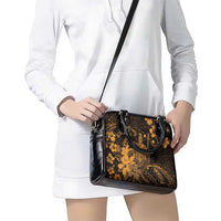 Hawaii King Kamehameha Day Shoulder Handbag Polynesian Pattern Mix Hibiscus Gold