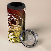 Hawaii King Kamehameha Day 4 in 1 Can Cooler Tumbler Polynesian Pattern Mix Hibiscus Reggae