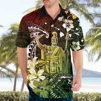 Hawaii King Kamehameha Day Hawaiian Shirt Polynesian Pattern Mix Hibiscus Reggae