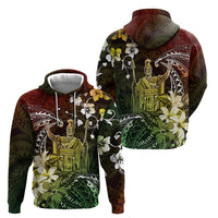 Hawaii King Kamehameha Day Hoodie Polynesian Pattern Mix Hibiscus Reggae