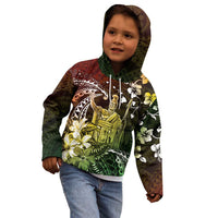 Hawaii King Kamehameha Day Kid Hoodie Polynesian Pattern Mix Hibiscus Reggae