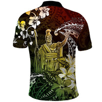 Hawaii King Kamehameha Day Polo Shirt Polynesian Pattern Mix Hibiscus Reggae