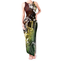 Hawaii King Kamehameha Day Tank Maxi Dress Polynesian Pattern Mix Hibiscus Reggae