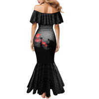 Cook Islands ANZAC Day Family Matching Mermaid Dress and Hawaiian Shirt Soldier Silhouette Remembrance LT05 - Polynesian Pride