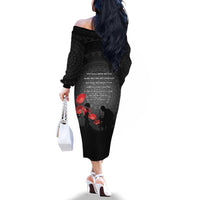 Cook Islands ANZAC Day Family Matching Off The Shoulder Long Sleeve Dress and Hawaiian Shirt Soldier Silhouette Remembrance