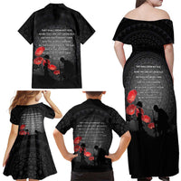 Cook Islands ANZAC Day Family Matching Off Shoulder Maxi Dress and Hawaiian Shirt Soldier Silhouette Remembrance LT05 - Polynesian Pride