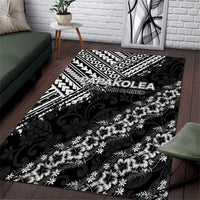 Hawaii Papakolea Born And Raised Area Rug Hawaiian Tribal Pattern LT05 Black - Polynesian Pride