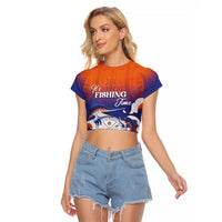 Marshall Islands Fishermen's Day Raglan Cropped T Shirt It's Fishing Time LT05 Female Orange - Polynesian Pride