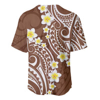 Plumeria With Brown Polynesian Tattoo Pattern Baseball Jersey LT05 - Polynesian Pride