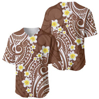 Plumeria With Brown Polynesian Tattoo Pattern Baseball Jersey LT05 - Polynesian Pride