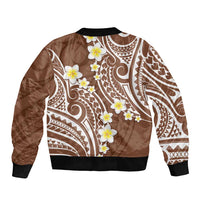 Plumeria With Brown Polynesian Tattoo Pattern Bomber Jacket