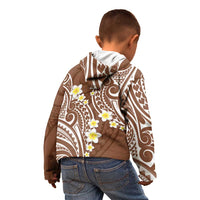Plumeria With Brown Polynesian Tattoo Pattern Kid Hoodie