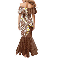 Plumeria With Brown Polynesian Tattoo Pattern Mermaid Dress
