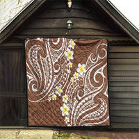 Plumeria With Brown Polynesian Tattoo Pattern Quilt