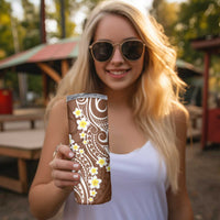 Plumeria With Brown Polynesian Tattoo Pattern Skinny Tumbler
