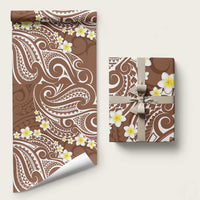 Plumeria With Brown Polynesian Tattoo Pattern Wrapping Paper - Polynesian Pride
