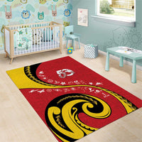 Papua New Guinea 50th Independence Anniversary Area Rug Special Style Red Version - Polynesian Pride