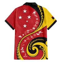 Papua New Guinea 50th Independence Anniversary Family Matching Long Sleeve Bodycon Dress and Hawaiian Shirt Special Style Red Version - Polynesian Pride