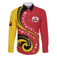 Papua New Guinea Independence Family Matching Long Sleeve Bodycon Dress and Hawaiian Shirt Special Style Red Version LT05 Daughter's Dress Red - Polynesian Pride