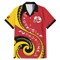 Papua New Guinea 50th Independence Anniversary Family Matching Mermaid Dress and Hawaiian Shirt Special Style Red Version - Polynesian Pride
