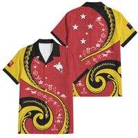 Papua New Guinea Independence Family Matching Off The Shoulder Long Sleeve Dress and Hawaiian Shirt Special Style Red Version LT05 Dad's Shirt - Short Sleeve Red - Polynesian Pride