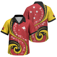 Papua New Guinea Independence Family Matching Off The Shoulder Long Sleeve Dress and Hawaiian Shirt Special Style Red Version LT05 Son's Shirt Red - Polynesian Pride