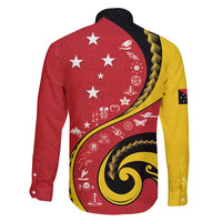 Papua New Guinea 50th Independence Anniversary Family Matching Short Sleeve Bodycon Dress and Hawaiian Shirt Special Style Red Version - Polynesian Pride