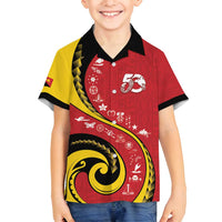 Papua New Guinea 50th Independence Anniversary Family Matching Summer Maxi Dress and Hawaiian Shirt Special Style Red Version - Polynesian Pride