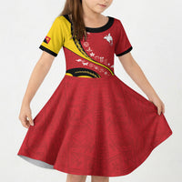 Papua New Guinea Independence Kid Short Sleeve Dress Special Style Red Version LT05 KID Red - Polynesian Pride