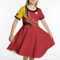 Papua New Guinea Independence Kid Short Sleeve Dress Special Style Red Version LT05 - Polynesian Pride