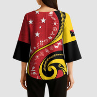 Papua New Guinea 50th Independence Anniversary Kimono Sleeve Blouse Special Style Red Version - Polynesian Pride