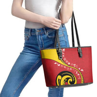 Papua New Guinea Independence Leather Tote Bag Special Style Red Version LT05 - Polynesian Pride