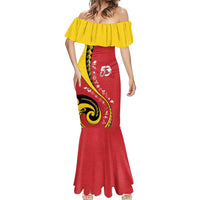 Papua New Guinea 50th Independence Anniversary Mermaid Dress Special Style Red Version - Polynesian Pride