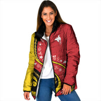Papua New Guinea 50th Independence Anniversary Padded Jacket Special Style Red Version LT05 Women Red - Polynesian Pride