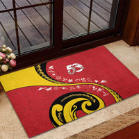 Papua New Guinea 50th Independence Anniversary Rubber Doormat Special Style Red Version - Polynesian Pride