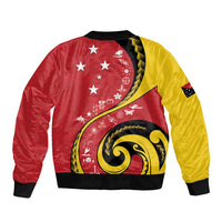 Papua New Guinea 50th Independence Anniversary Sleeve Zip Bomber Jacket Special Style Red Version - Polynesian Pride