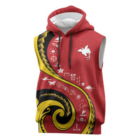 Papua New Guinea 50th Independence Anniversary Sleeveless Hoodie Special Style Red Version LT05 Red - Polynesian Pride