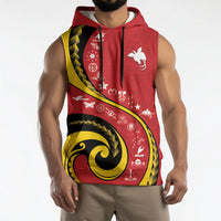 Papua New Guinea 50th Independence Anniversary Sleeveless Hoodie Special Style Red Version LT05 - Polynesian Pride